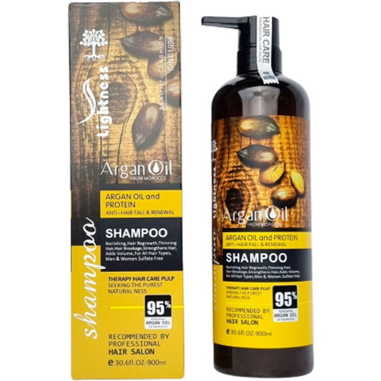 شامپو لایتنس روغن آرگان Lightness بدون سولفات حجم ۹۰۰ میل